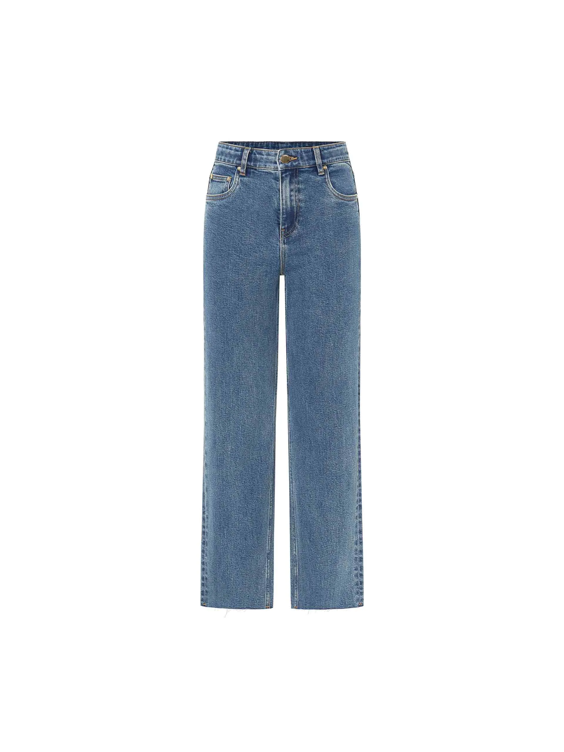 Straight Leg Raw Hem Jeans