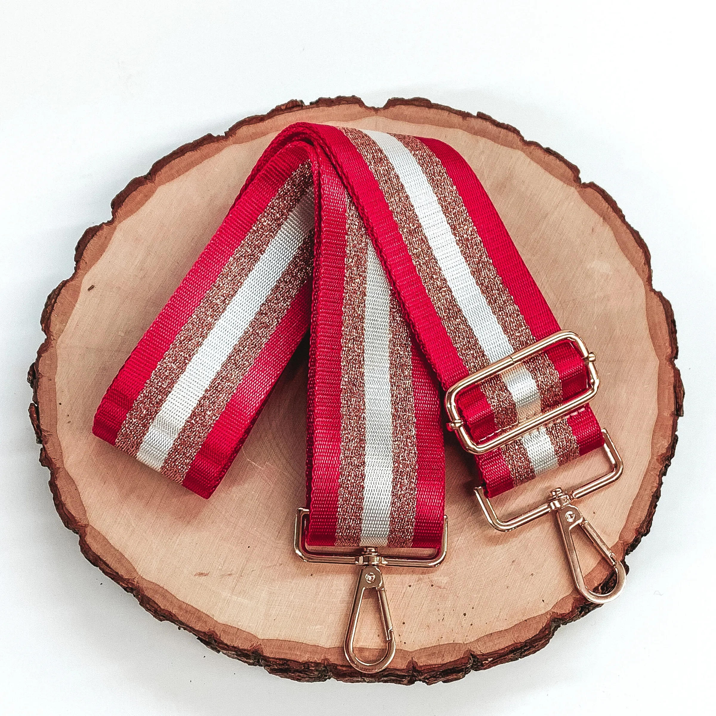 Striped Adjustable Purse Strap in Red