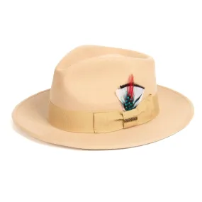 Tan Fedora 100% Australian Wool Crushable Hat