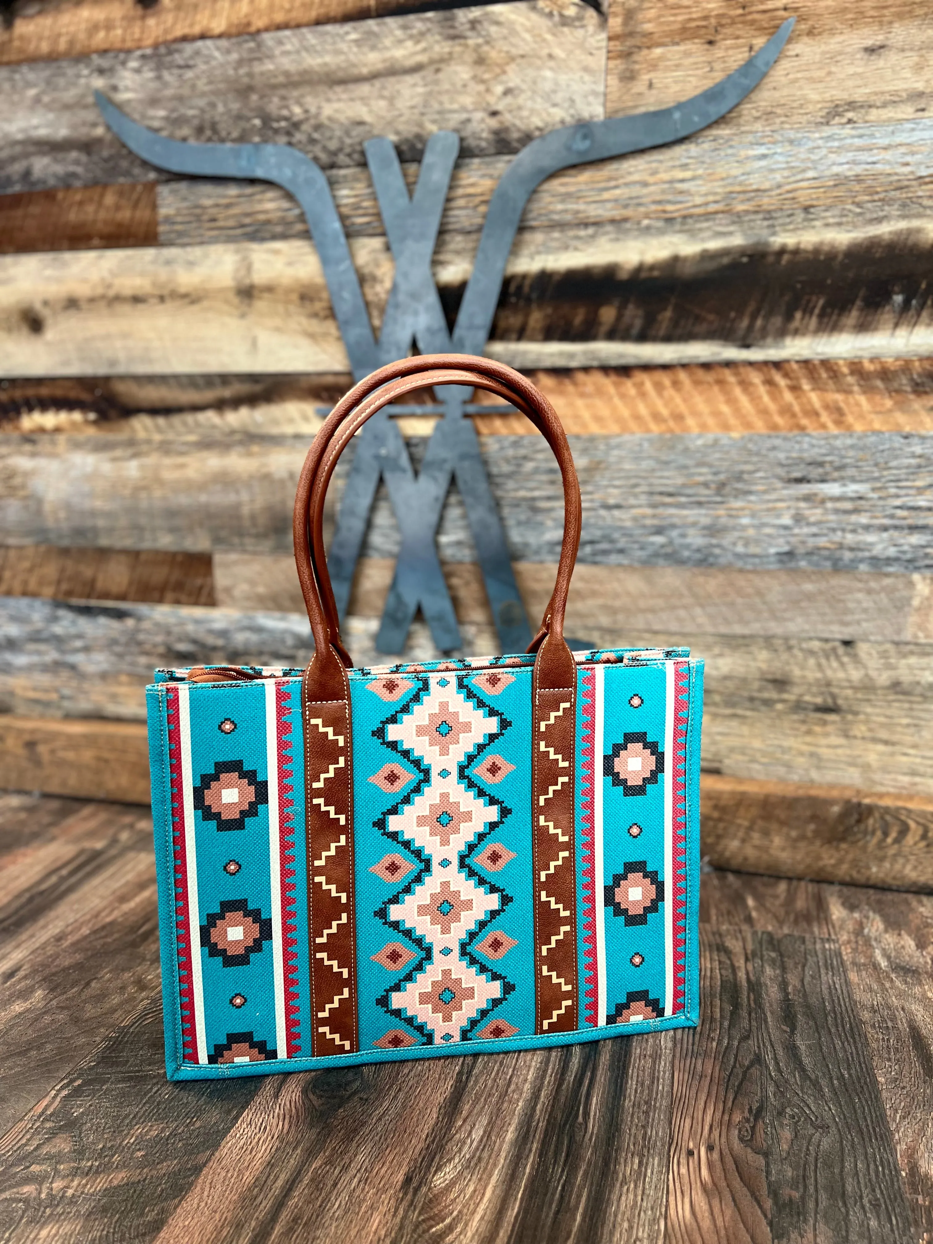 Teal Southwestern Tote