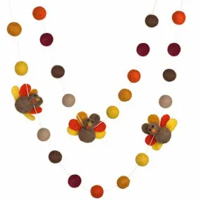 Thanksgiving Turkey Garland- Burgundy, Orange, Gold, Brown