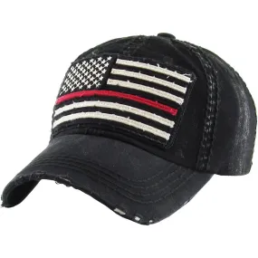 Thin Red Line American Flag Vintage Ballcap