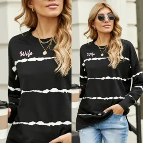 Thin Red Line Wife Tie-dye Stripes Black Sweatshirt