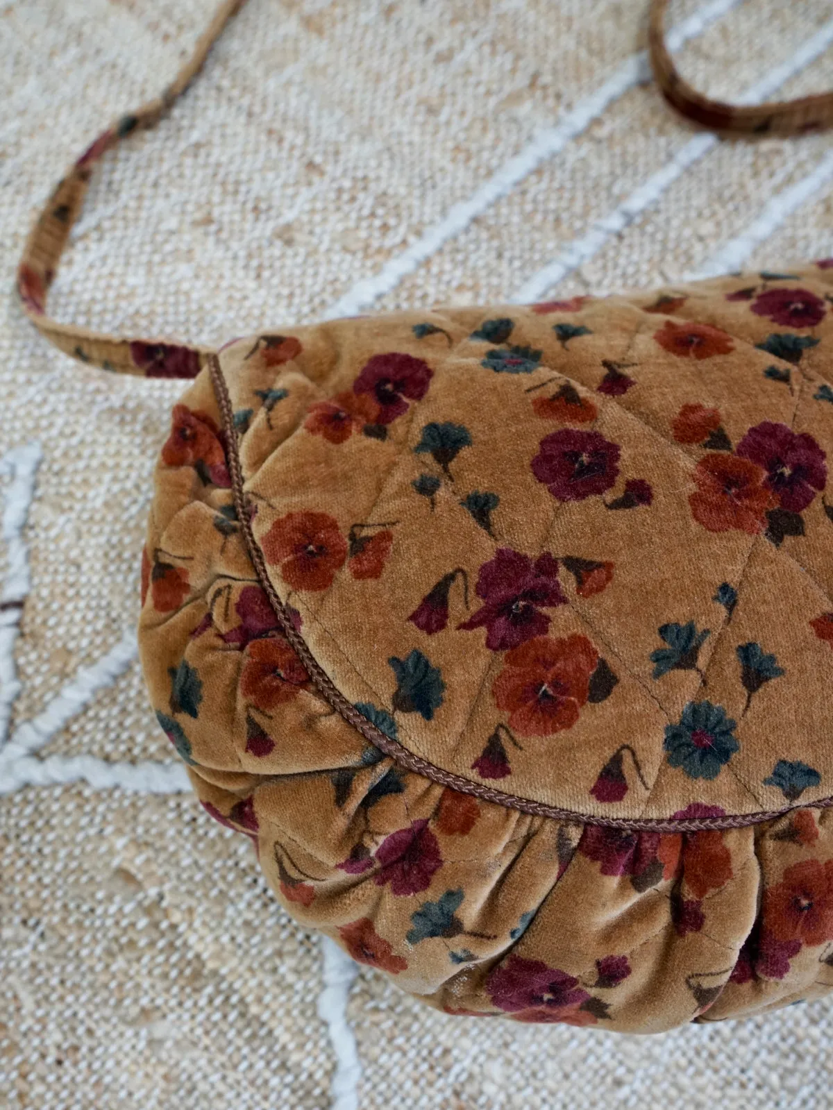 Vintage Quilted Floral Velvet Bag