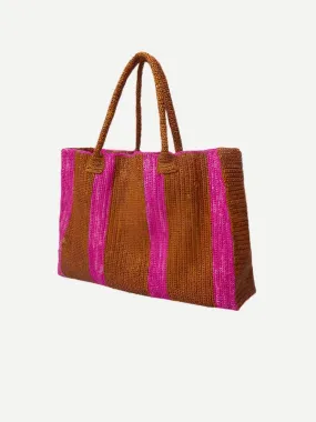 Weekender Bag in Caramel and Pink