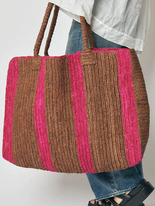 Weekender Bag in Caramel and Pink