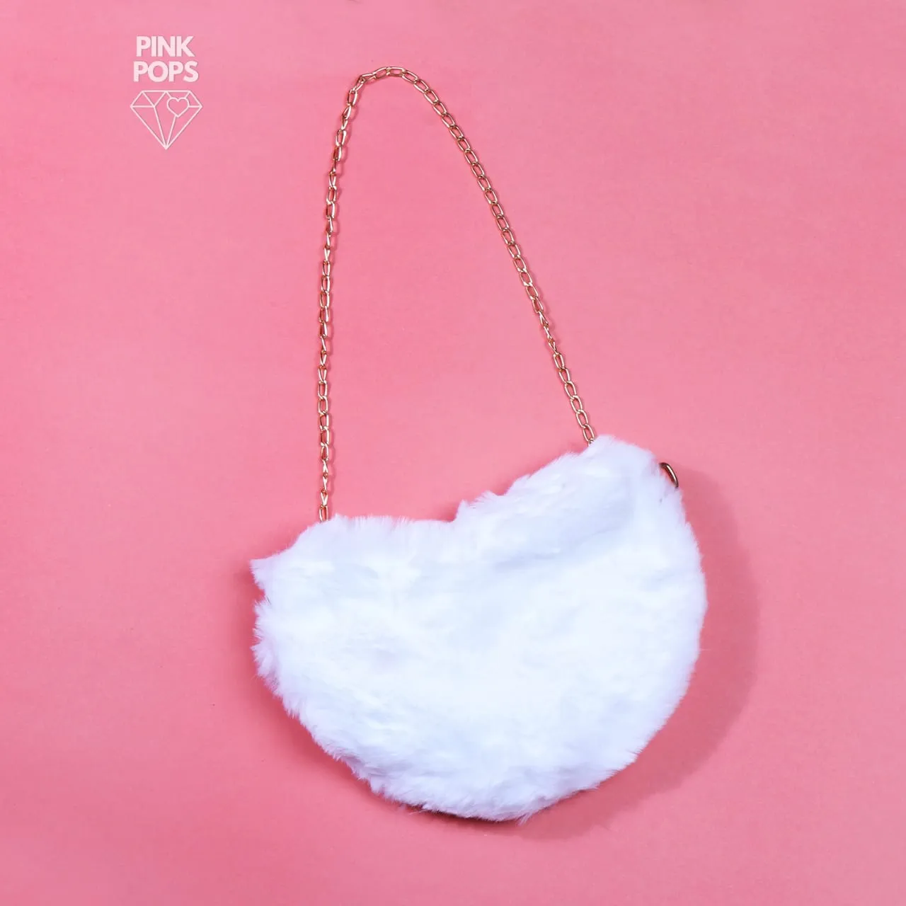 White Heart Plush Purse