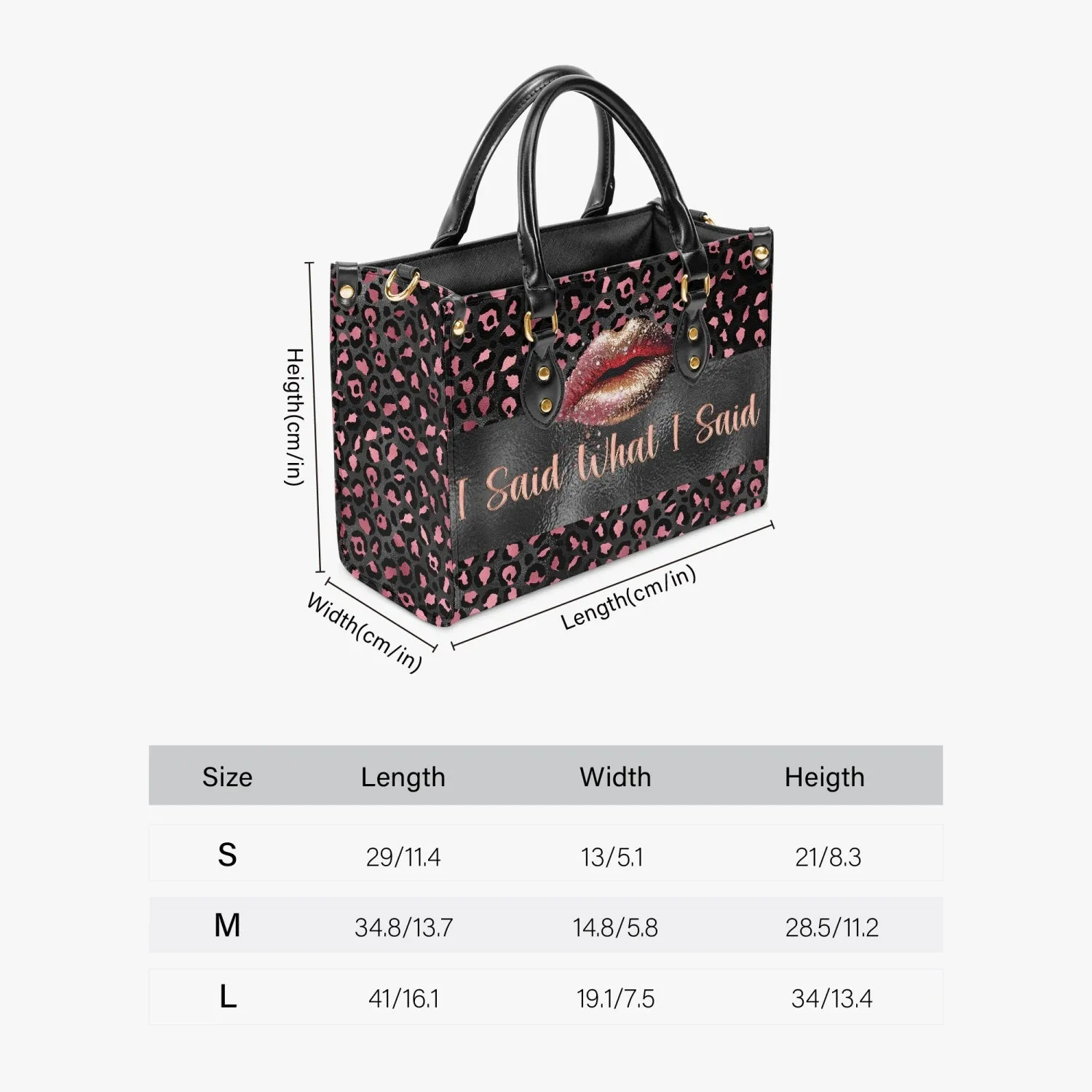 Women's Tote Bag - Pink Leopard, Lips, I Said What I Said